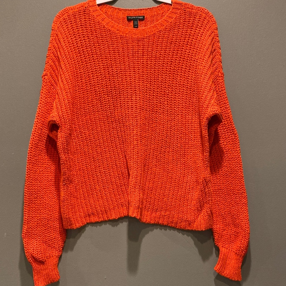 Eileen Fisher Vibrant Orange Crew Neck Sweater